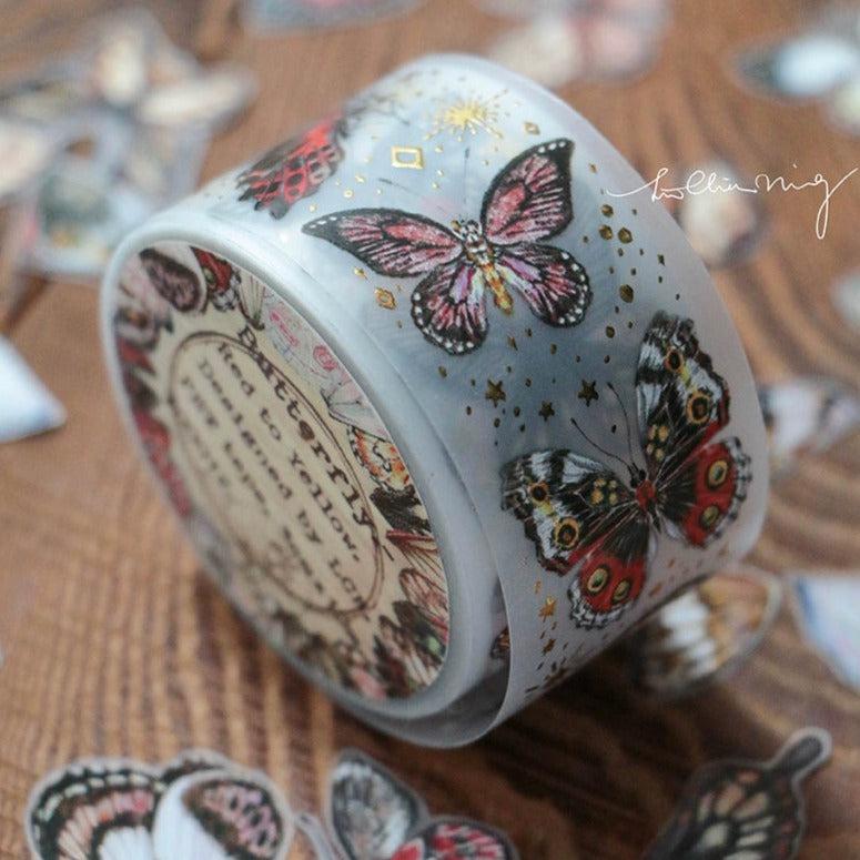 Pion / Embossing Floral PET Tape, Flower Stickers, Journal stickers