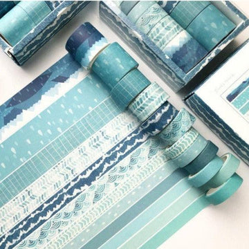 12 Rolls/Set Washi Tapes Masking Tape Journal Tapes Basic Tapes, WaterThemed