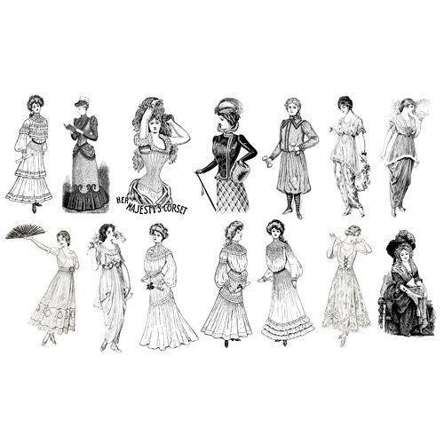 14 pcs European Victorian Fashion stickers, Black and White Deco stickers