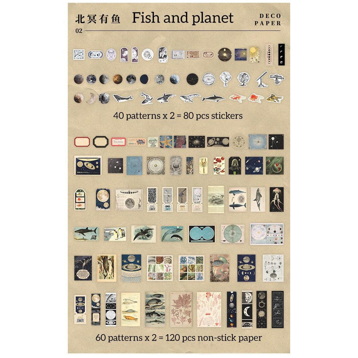 200 pcs Junk Journal kit, Scrapbook Stickers, Ephemera, 4 Themes