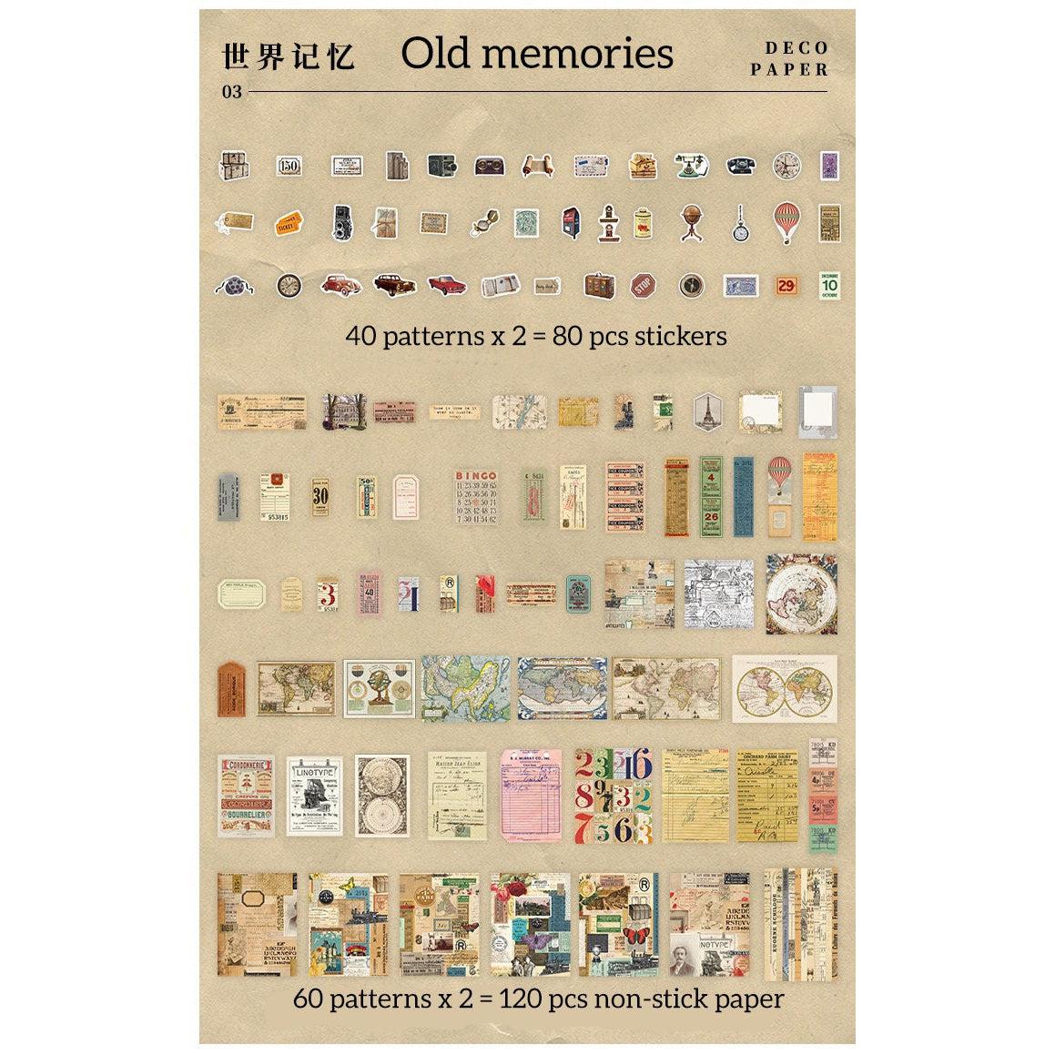 200 pcs Junk Journal kit, Scrapbook Stickers, Ephemera, 4 Themes