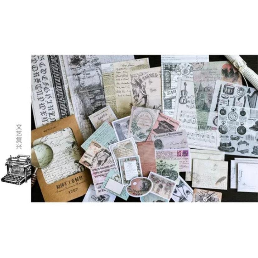 36pcs Junk Journal kit Vintage Art themed Scrapbook Stickers Ephemera