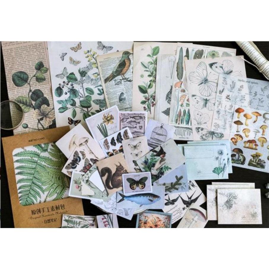 36pcs Junk Journal kit, Vintage Nature Themed Scrapbook Stickers Ephem