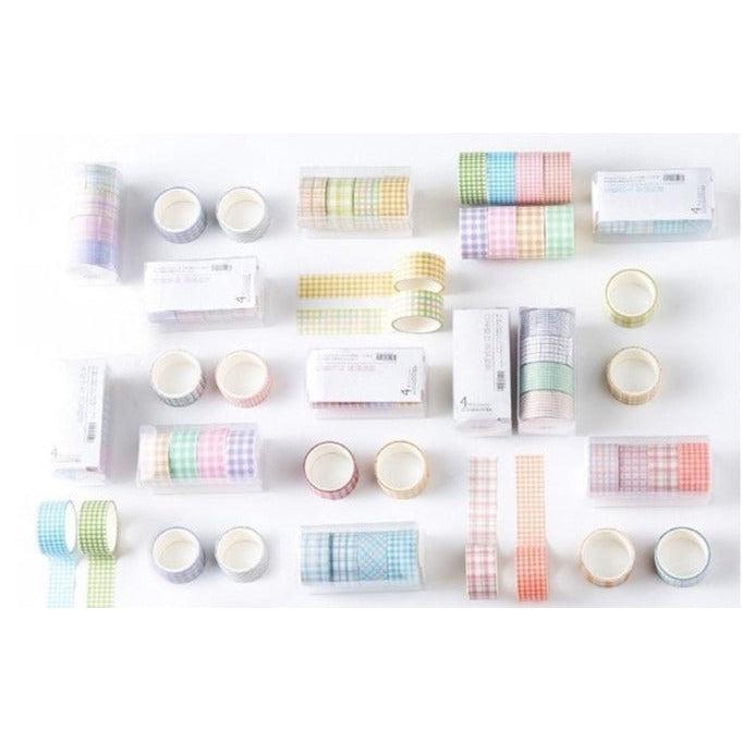 4 rolls/set Checkered Washi Tapes, Basic Journal Tape, Masking Tape