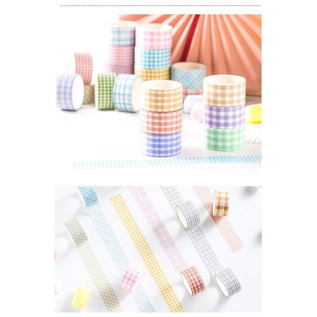 4 rolls/set Checkered Washi Tapes, Basic Journal Tape, Masking Tape