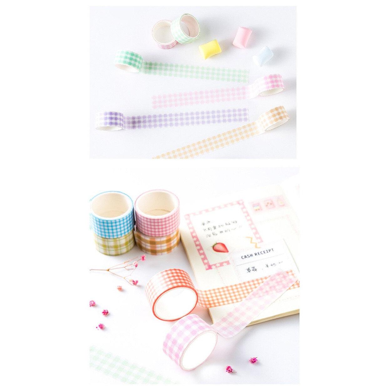 4 rolls/set Checkered Washi Tapes, Basic Journal Tape, Masking Tape