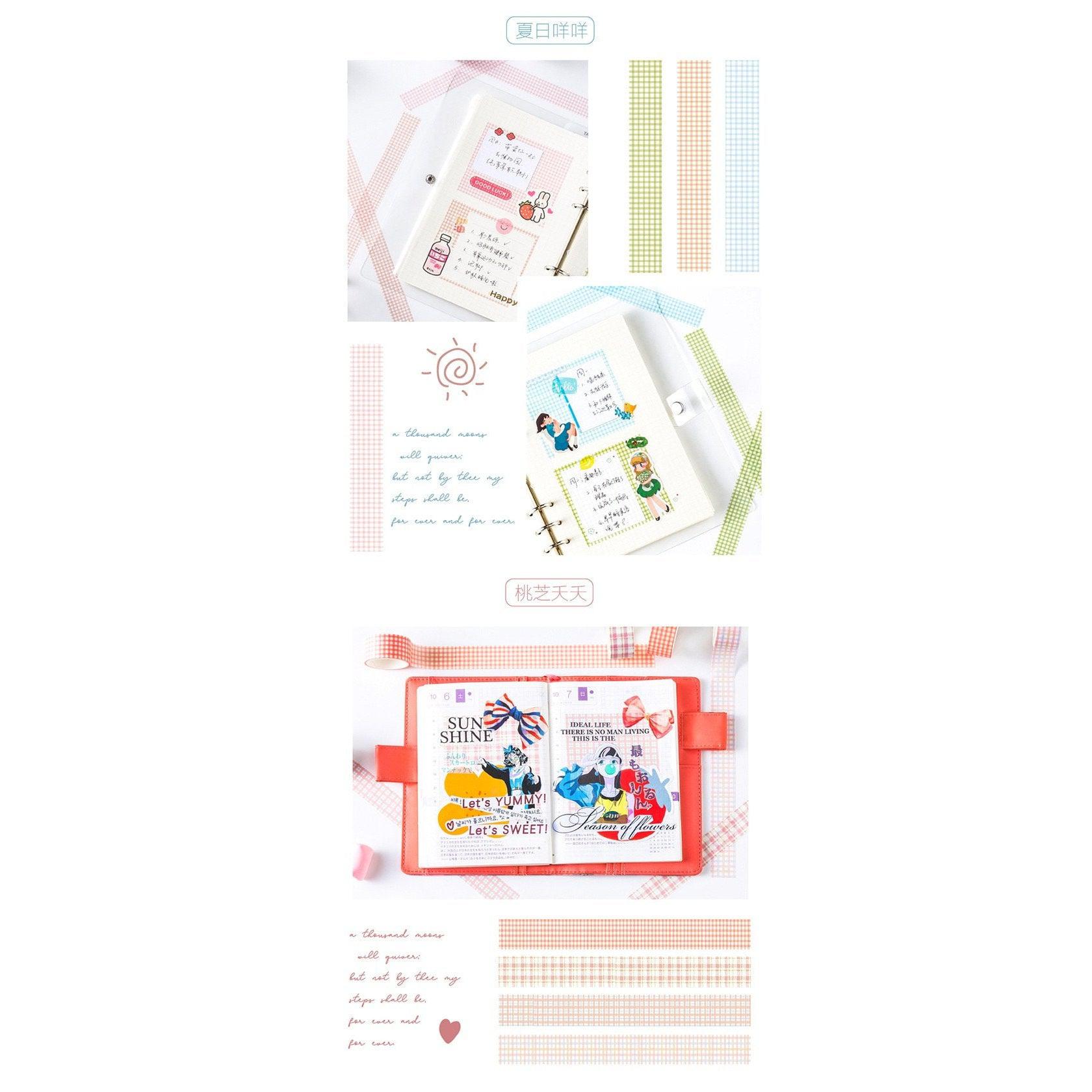 4 rolls/set Checkered Washi Tapes, Basic Journal Tape, Masking Tape