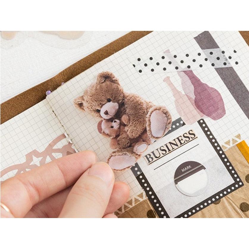 40pcs Journal Stickers Pack, PET Clear Toy Bear Stickers