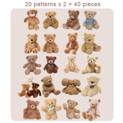 40pcs Journal Stickers Pack, PET Clear Toy Bear Stickers