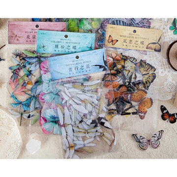 40pcs/pack Butterfly Specimen Clear Stickers