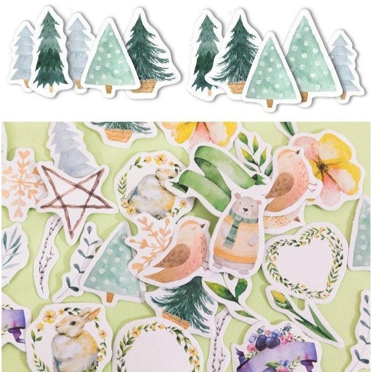 46pcs Bear Forest themed Illustration Style Stickers