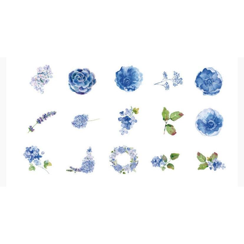 46pcs boxed Blue & Purple Flowers Stickers Plants Stickers