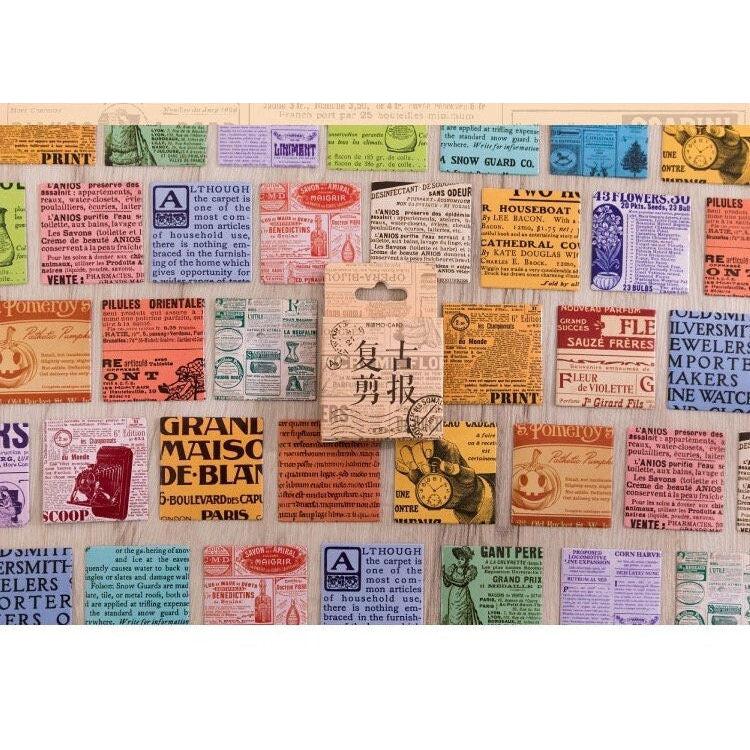 46pcs boxed Stickers Vintage Newspaper Clippings Stickers