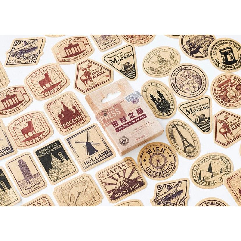 46pcs boxed Stickers Vintage Stamp Patterns Style Stickers