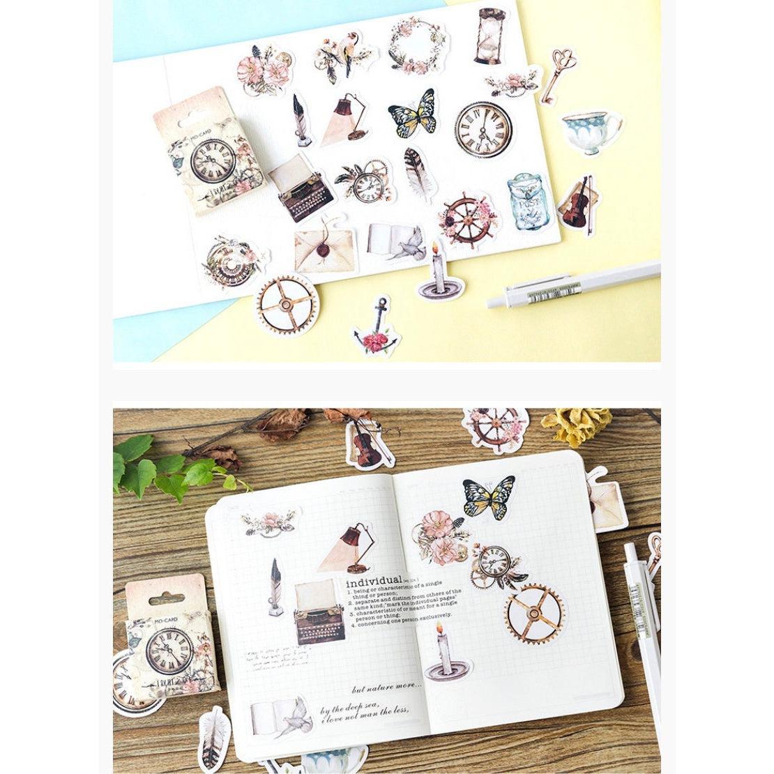 46pcs Vintage Watercolor illustration style Stickers