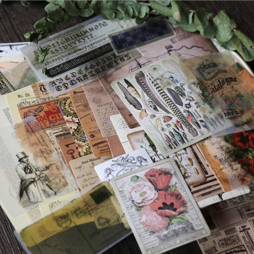 50pcs/pack Vintage Junk Journal Ephemera, Scrapbook Paper