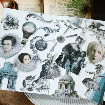 60pcs Historical Figures Stickers, Royal building Stickers, Antique Stickers