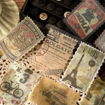 60pcs/pack Victorian Style Washi Stickers, Morden Time Themed Stamp Stickers