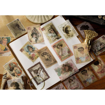 60pcs/pack Victorian Style Washi Stickers, Stamp Stickers