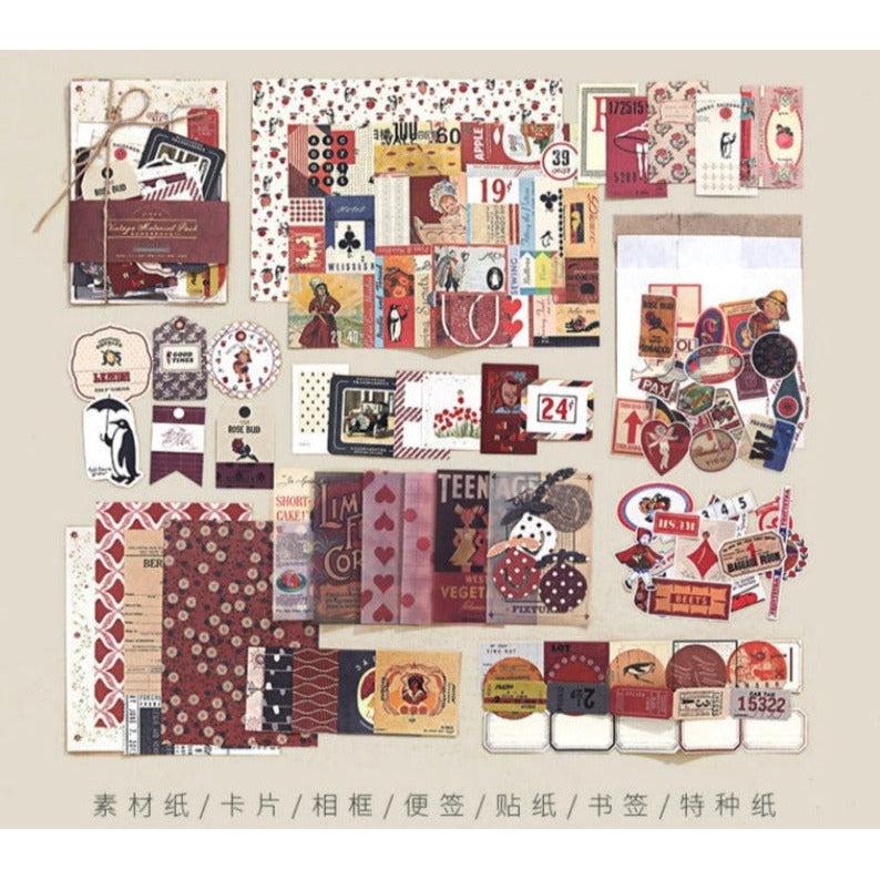 88Pcs Junk Journal Kit, Ephemera, Stickers, Scrapbook Paper Set #Green