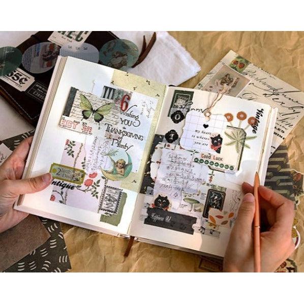 88Pcs Junk Journal Kit, Ephemera, Stickers, Scrapbook Paper Set #Green