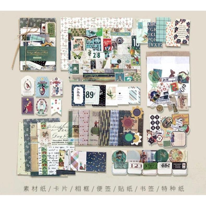 88Pcs Junk Journal Kit, Ephemera, Stickers, Scrapbook Paper Set #Green