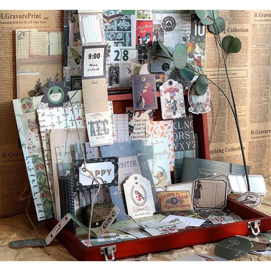 88Pcs Junk Journal Kit, Ephemera, Stickers, Scrapbook Paper Set #Green