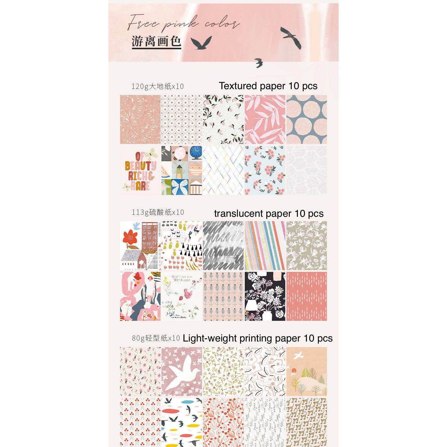Assorted Colors Scrapbook Paper Sheets, Background Pattern Rustic Paper Pack