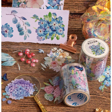 Blue Florals Washi Tapes/ “ blue forget-me-not” Washi Tape Sample, Flower Stickers