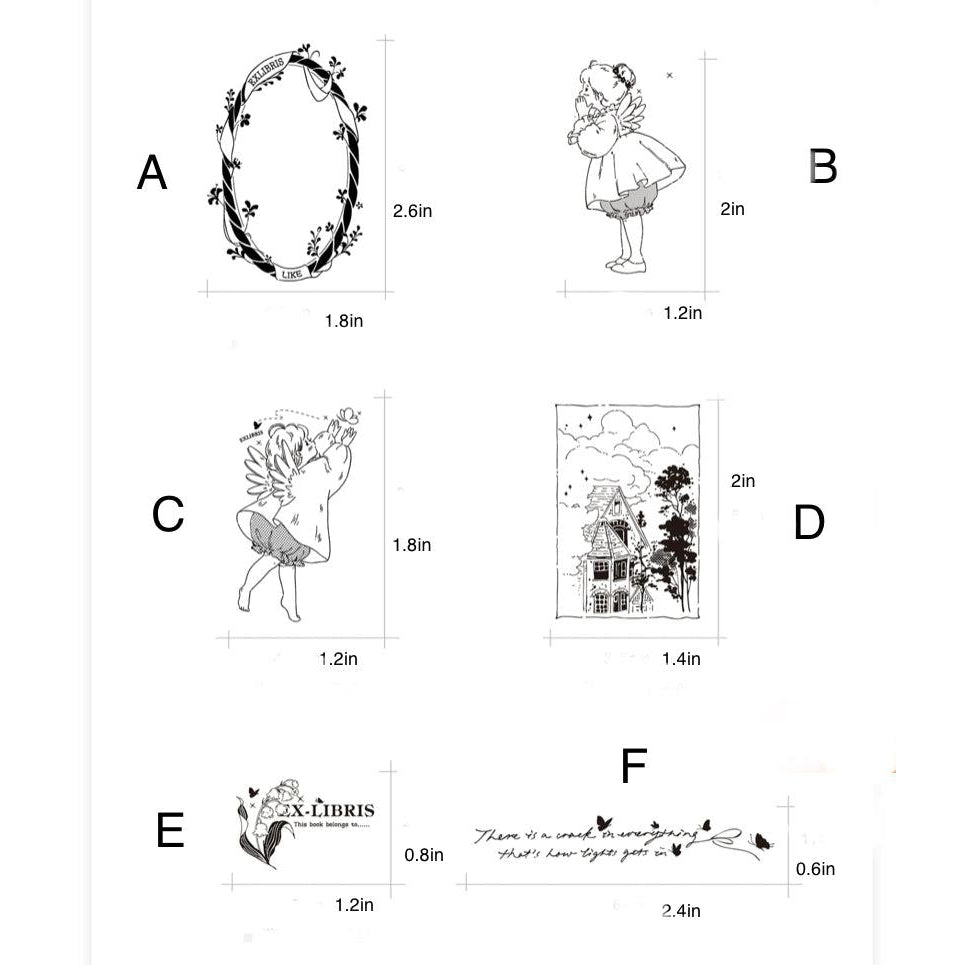 Bookplate Themed Wooden Stamps, Designed by 礼可like Vol. 5