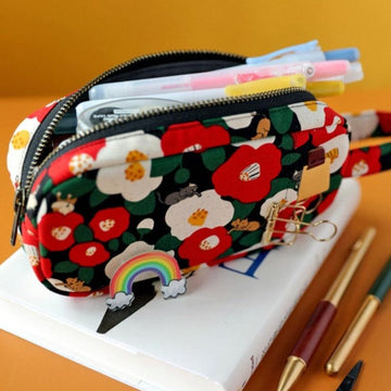 Camellia Flowers Cotton Pencil Case Stationery Cases
