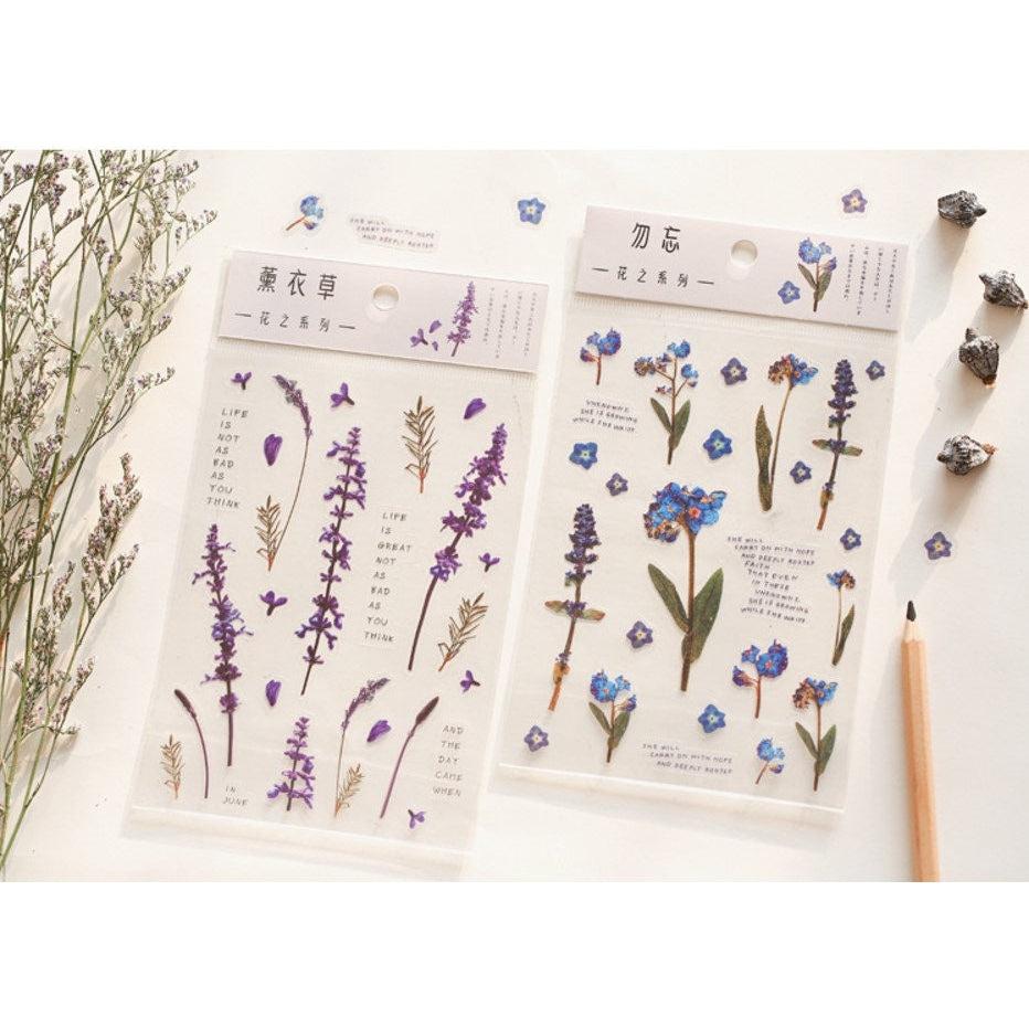 Clear Flower Stickers, Flora Botanical Plant Sticker Sheets