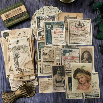 Coffee Dyed Vintage Style Junk Journal kit, Ephemeras