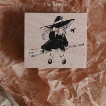 Cute Little Witch Wooden Stamps, Designed by 礼可like