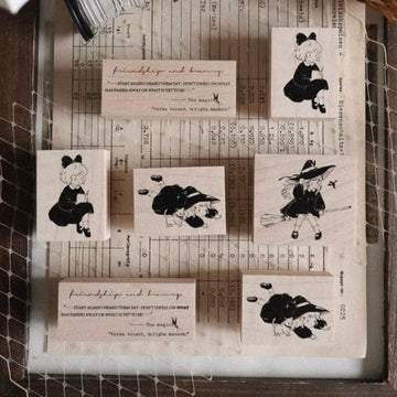 Cute Little Witch Wooden Stamps, Designed by 礼可like
