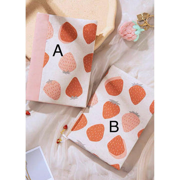 Fabric Hobo Notebooks, Journals, Scrapbook, Strawberry Cotton Fabric Book Sleeves