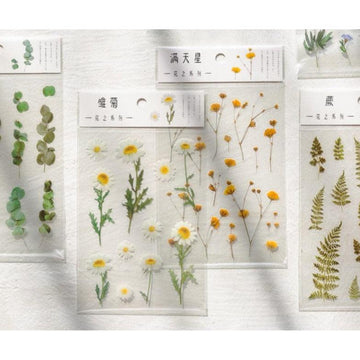 Flower Stickers Sheets, Transparent Flora Botanical Plant Sticker Sheets