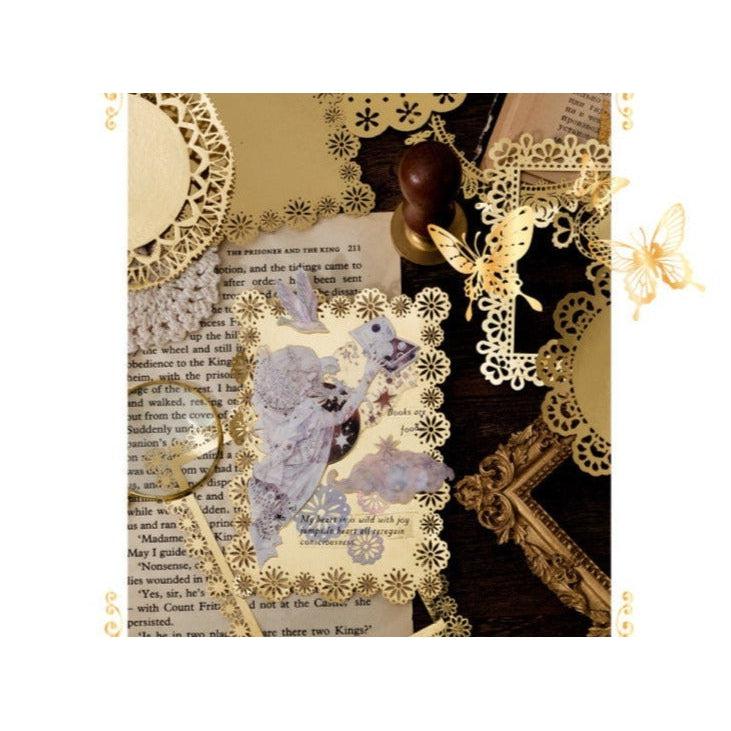 Gold Foil Paper Lace Sets, Hollow Scrapbook Paper, Junk Journal Supplies