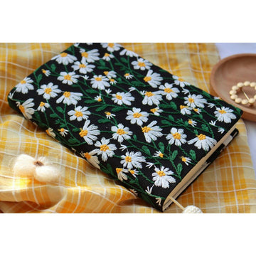 Journals, Scrapbook, Handmade Daisy Embroidery Black Book Sleeves, Covers