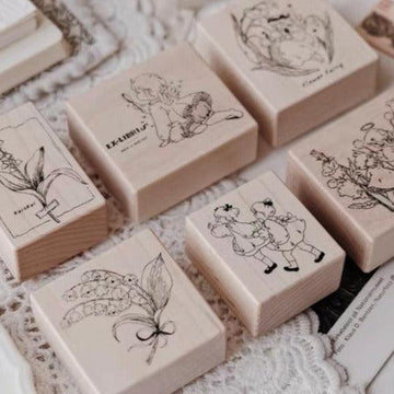 Lily of the Valley & Fairies Wooden Stamps, Angle Stamps Designed by 礼可like Vol.4