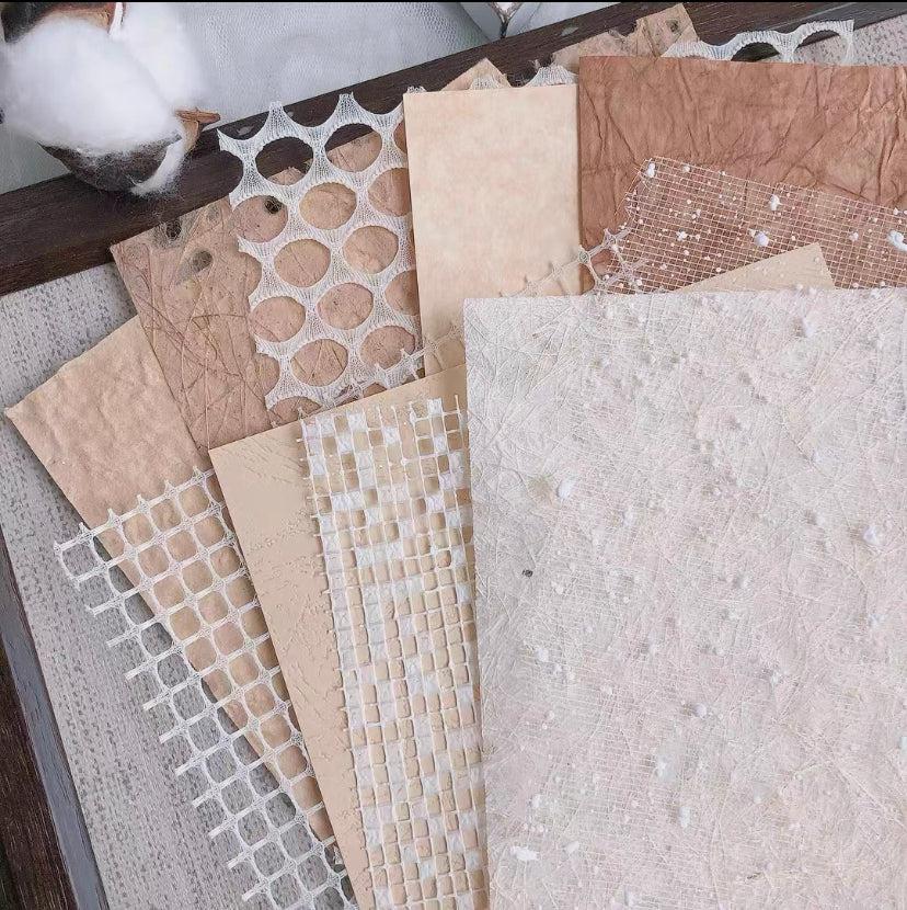 Mixed Paper Pack, Assorted Color Cotton, Mesh, Crepe, Mulberry, Lace, Tissue, Decoupage Paper, Scrapbook Paper