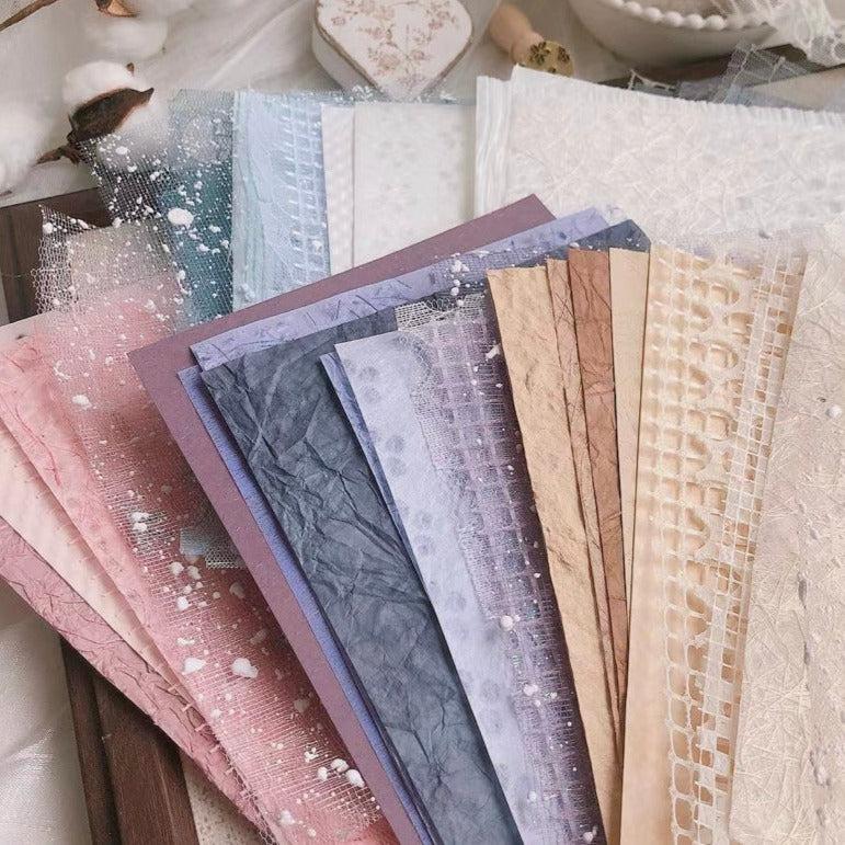 Mixed Paper Pack, Assorted Color Cotton, Mesh, Crepe, Mulberry, Lace, Tissue, Decoupage Paper, Scrapbook Paper