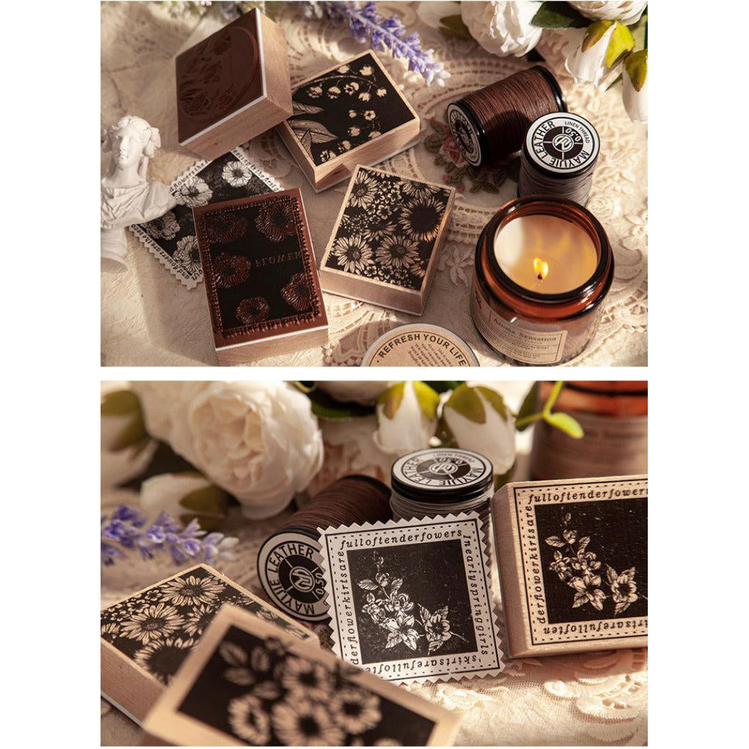 “Night Summer Flower Sea” Series Wooden Stamps, Flowers Stamps, Plants Stamps