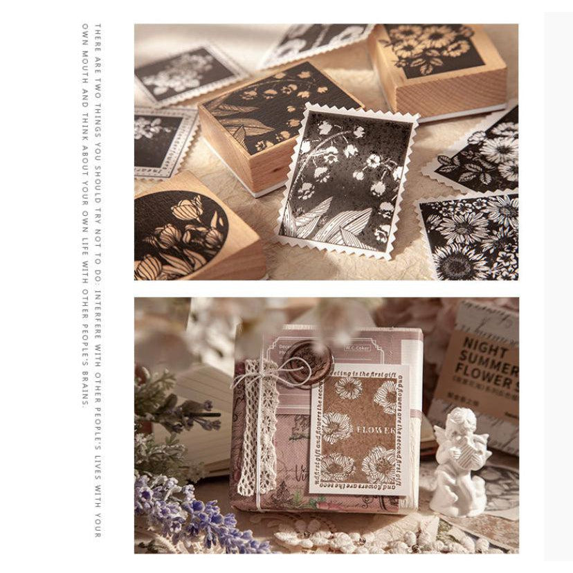 “Night Summer Flower Sea” Series Wooden Stamps, Flowers Stamps, Plants Stamps