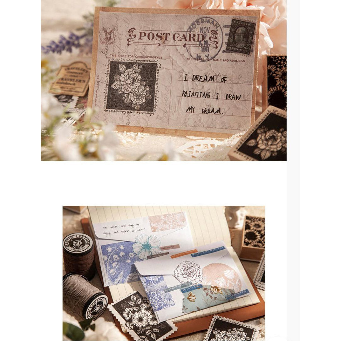 “Night Summer Flower Sea” Series Wooden Stamps, Flowers Stamps, Plants Stamps