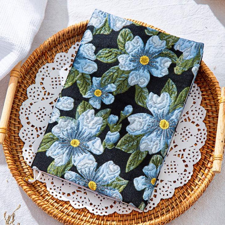 Notebook Journals scrapbook, Handmade Blue Flower Fabric Journal Covers