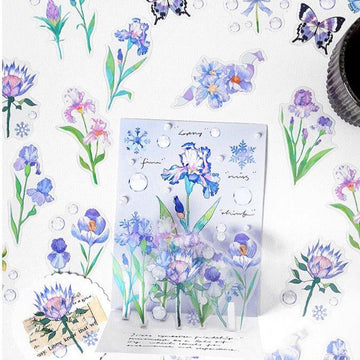 PET Clear Watercolor Paintings stickers, Flowers Stickers Pack, 20pcs/pack