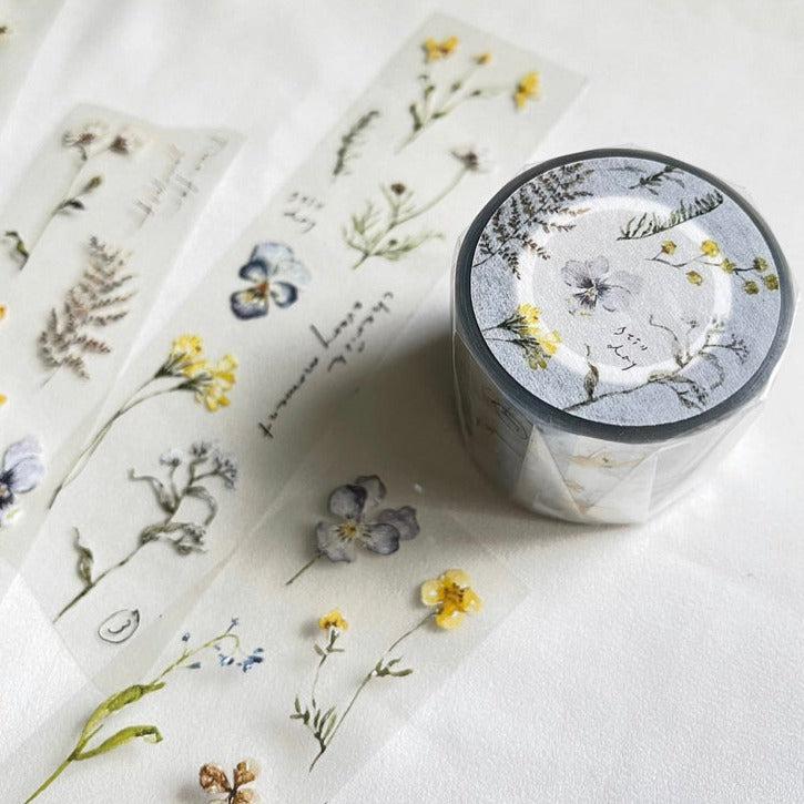 Pion / Embossing Floral PET Tape, Flower Stickers, Journal stickers