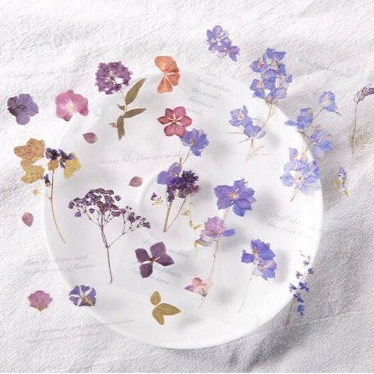 Pressed Flower Stickers Sheet, Dried Flowers Stickers Pack