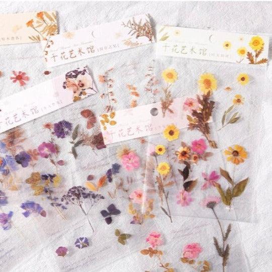 Pressed Flower Stickers Sheet, Dried Flowers Stickers Pack